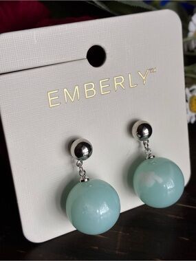 Emberly Mint Drop Ball Earrings by Emberly